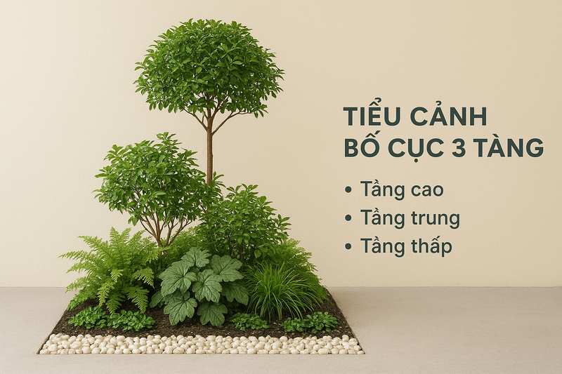 Tiểu cảnh bố cục 3 tầng
