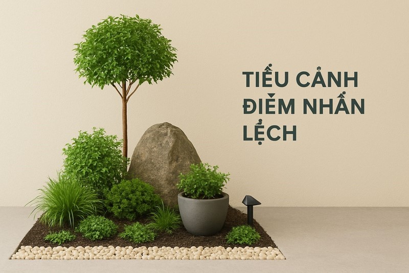 Tiểu cảnh điểm nhấn lệch